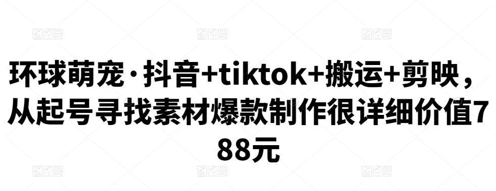 图片[1]-百万粉丝博主·抖音+tiktok+搬运+剪映，从起号寻找素材爆款制作很详细价值788元-人生海web技术分享