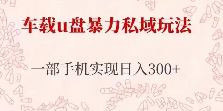 车载u盘暴力私域玩法，长期项目，仅需一部手机实现日入300+