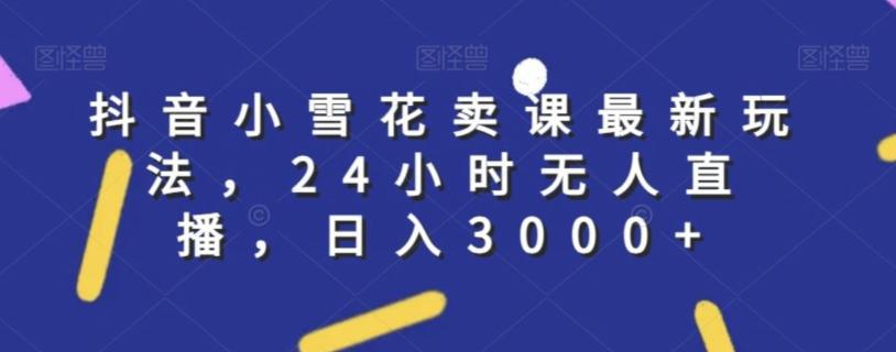 抖音小雪花卖课最新玩法，24小时无人直播，日入3000 【揭秘】