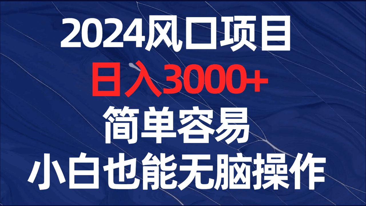 图片[1]-2024风口项目，日入3000+，简单容易，小白也能无脑操作-阿灿说钱