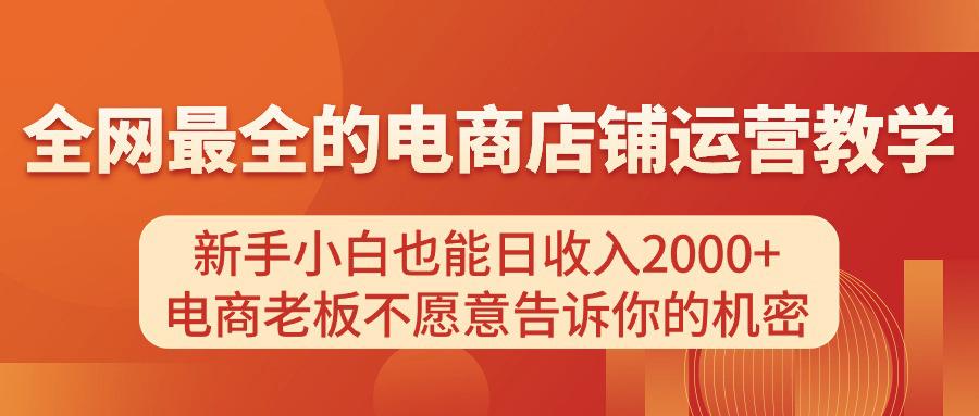 图片[1]-电商店铺运营教学，新手小白也能日收入2000+，电商老板不愿意告诉你的机密-阿灿说钱