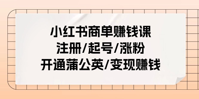 图片[1]-小红书商单赚钱课：注册/起号/涨粉/开通蒲公英/变现赚钱（25节课）-阿灿说钱