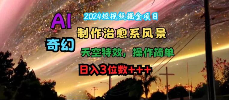 2024短视频掘金项目，AI制作治愈系风景，奇幻天空特效，操作简单，日入3位数【揭秘】 -1