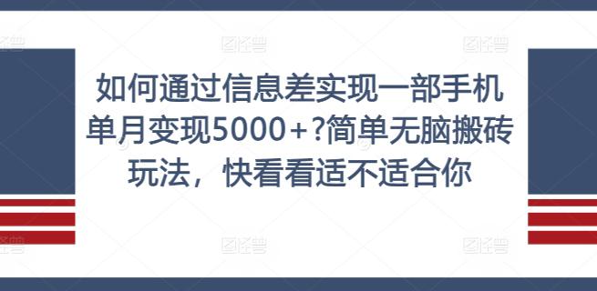 如何通过信息差实现一部手机单月变现5000+?简单无脑搬砖玩法，快看看适不适合你【揭秘】 -1