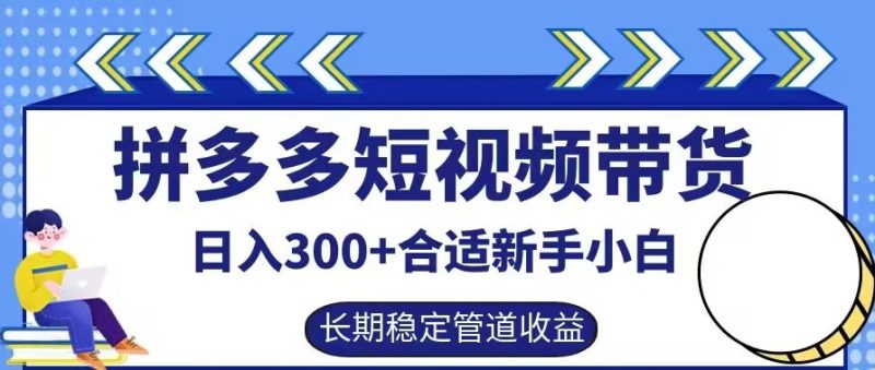 拼多多短视频带货日入300+有长期稳定被动收益，合适新手小白【揭秘】 -1