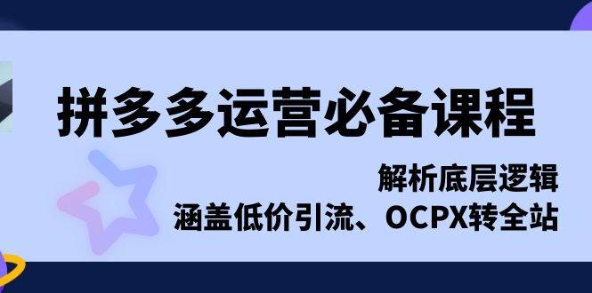 拼多多运营必备课程，解析底层逻辑，涵盖低价引流、OCPX转全站 -1